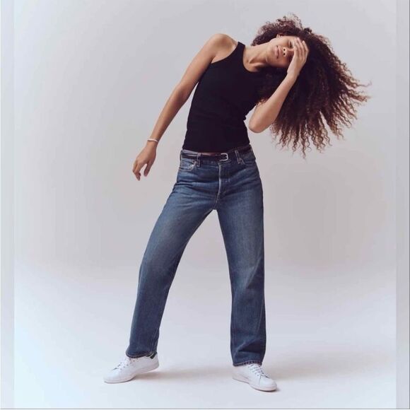 NWOT Alex Mill Relaxed 'The Bev' Raxed Straight Leg Blue Jeans